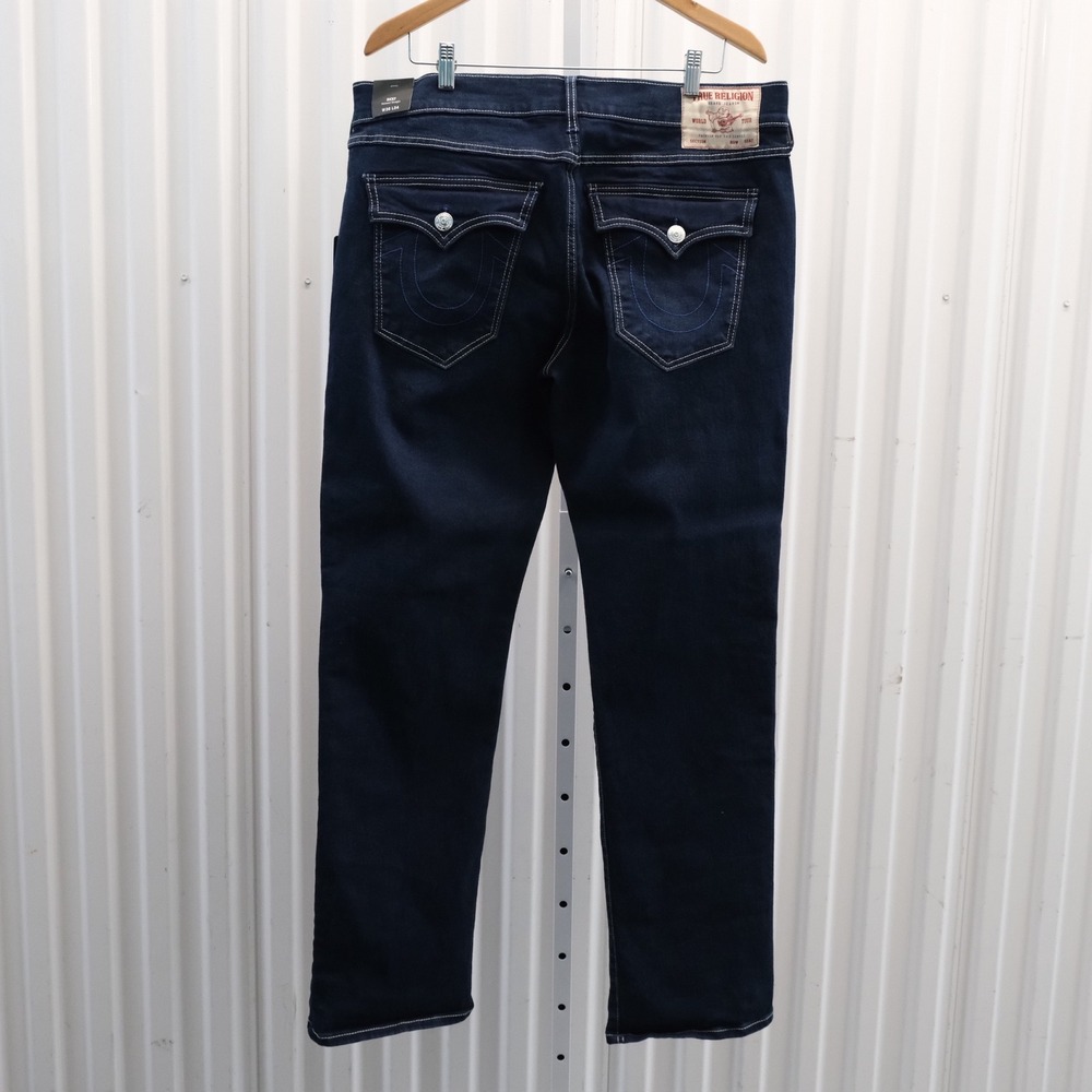 NWT True Religion Ricky Relaxed Straight Jeans Men's Size 36 Dark Blue - Picture 2 of 9